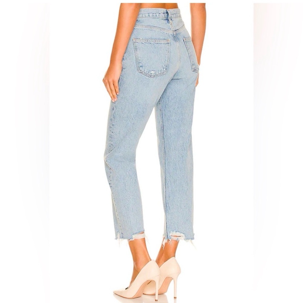 Agolde 90's Cropped Mid Rise Distressed Loose Straight Jeans Size 28 - Picture 3 of 11